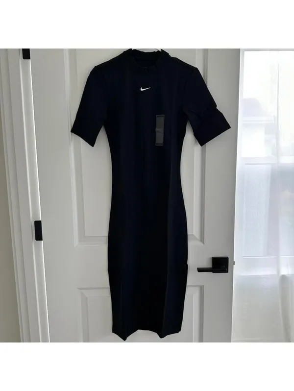 Nike Sportswear Essential Tight Crewneck Midi Dress NWT Black Small - Image 5