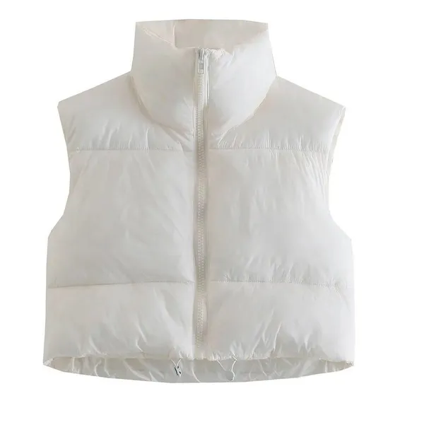 White xs puffer zip crop warm vest Nwot draw string sexy - Image 5