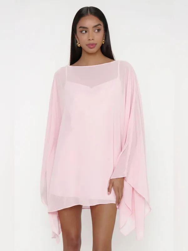 NWT Show Me Your Mumu Olsen Mini Dress Size XXL caftan powder pink chiffon - Image 2