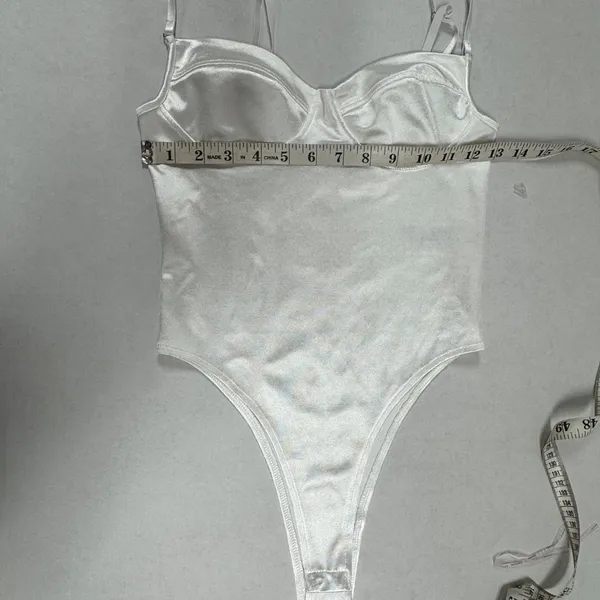 ADIKA White‎ Satin Bodysuit - Size S. - Image 6