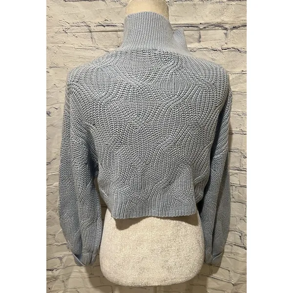 Altar’d State Top Adult Blue Crop Long Sleeve Knit Sweater Women’s Small - Image 4