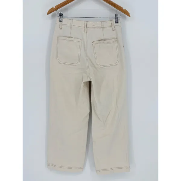 Tribal Jeans‎ Brooke High Rise Wide Leg Crop Pants Button Fly Size 2 Cream Ecru - Image 6