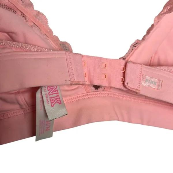 Victoria's Secret Pink Women's Medium Bralette Lace Plunge Pink Floral Feminine‎ - Image 4