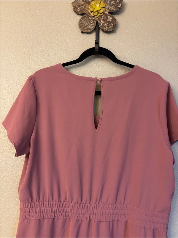 32 Degrees Cool Large Elastic Waist Shirt Dress Mauve Pink Scoop Neck Pockets - Image 8