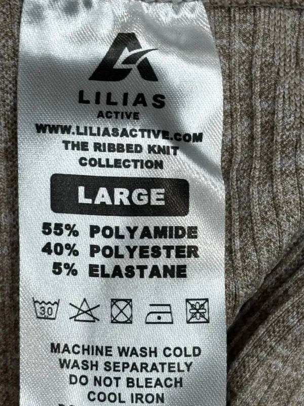 Lilias Active Ribbed Knit Sports Bra and 7/8 Leggings Set Taupe - Image 9