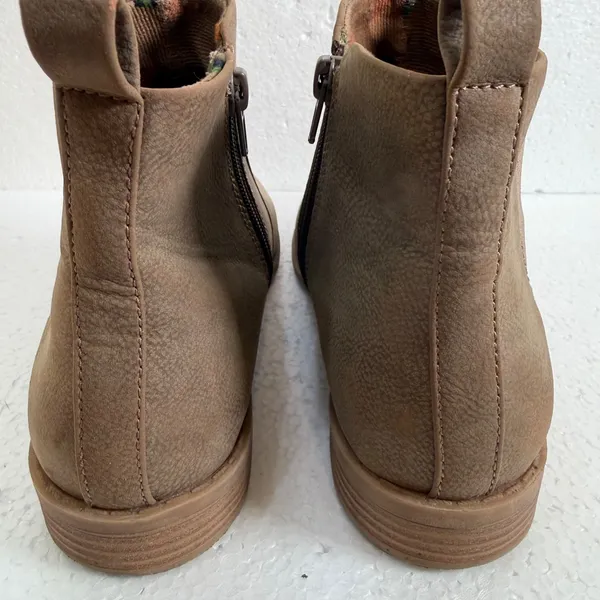 BOC Brown Ankle Booties Women's 8 Side Zip 1" Heel Round Toe - Image 7