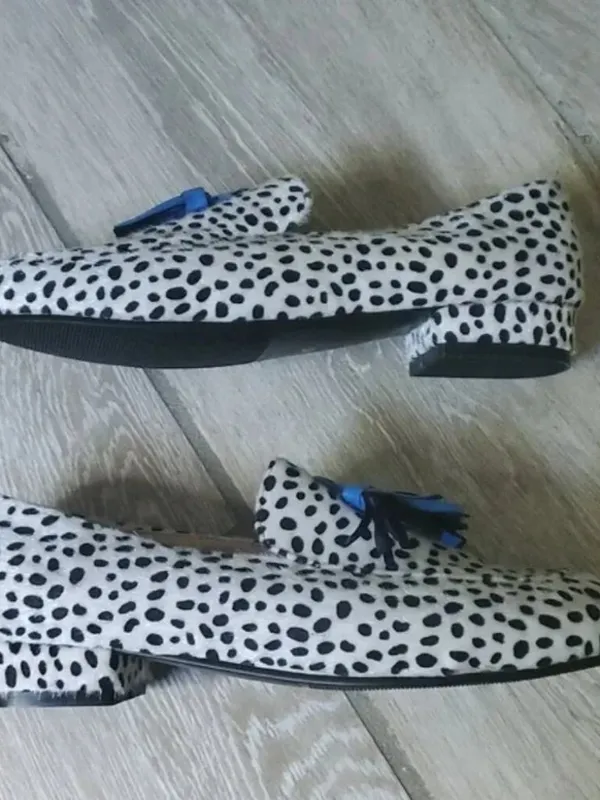 NWOT Dalmatian Print Tassel Loafers Size 40 - Image 9