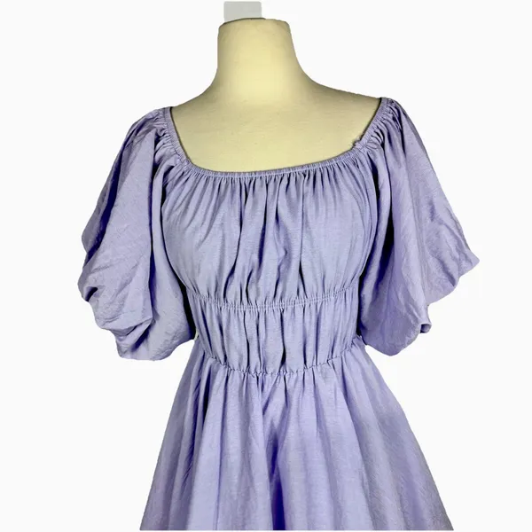Altard State Dress Med Purple Lilac Babydoll Mini Layered Puff Sleeve Fairy - Image 3