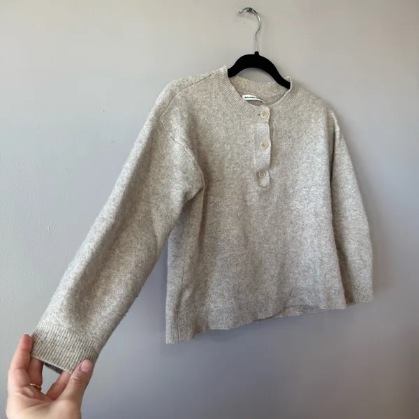 Reformation Women’s Oatmeal 100% Cashmere‎ Crew Neck Sweater Size Small - Image 11
