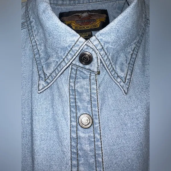 Harley-Davidson Denim Vest | Y2K Vintage |‎ Size M - Image 5