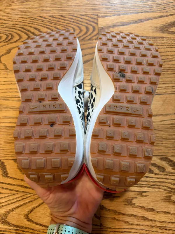 Nike Waffle Debut Sneakers White Orange Leopard - Image 4