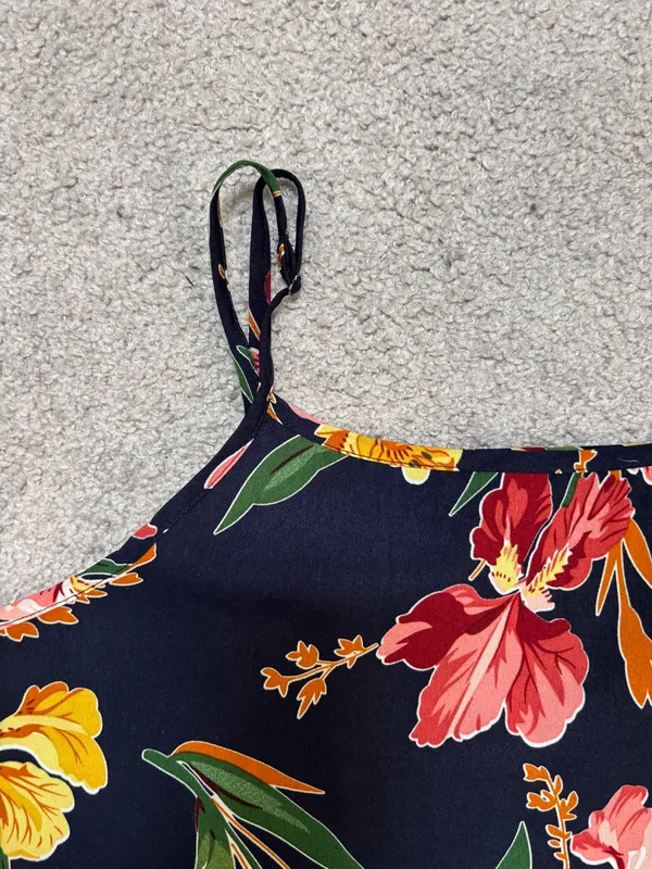 SHEIN Navy Floral Multicolor Tiered Sleeveless Sundress - Image 3