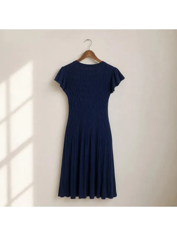 Anthropologie Sparrow Sweater Dress S Blue Knit Angora Blend Midi Boho - Image 2