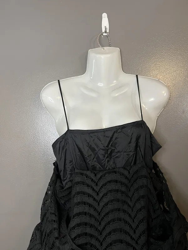 Vintage Kappi Dress Womens Small Black Lace Peplum Midi Cocktail Made USA 80s - Image 12
