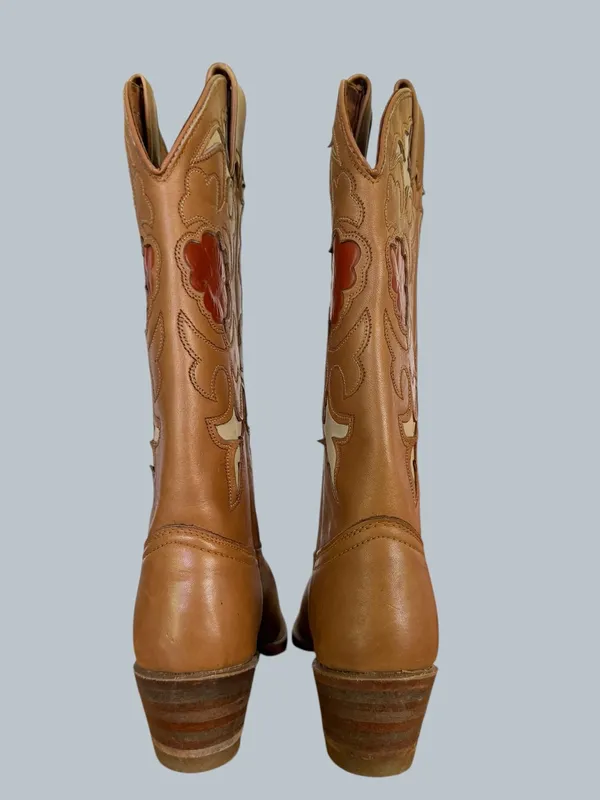 Texas Vintage Women's Mid Calf Western Cowgirl Boot Size 5.5 #267024 - Image 7