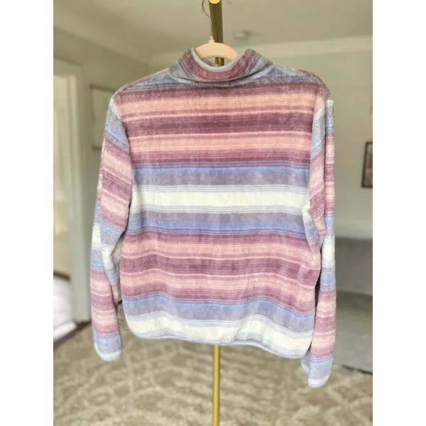 Wallflower Half Zip Pullover Striped Plush Cozy Luxe Buttery Soft Winter Comfy L - Image 3