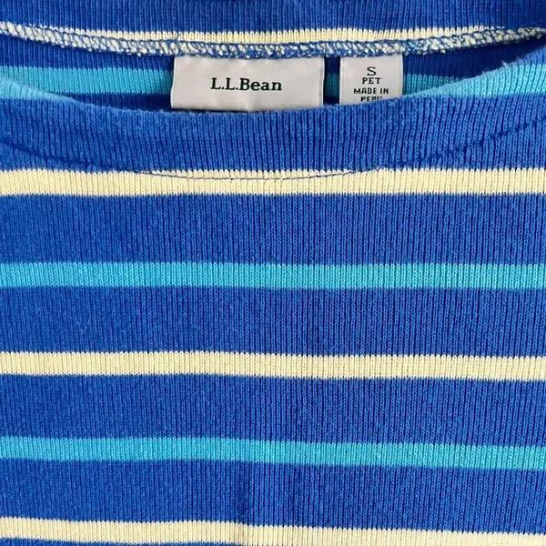 LL Bean Sweater, women's Size S, striped blue and beige. - Image 3