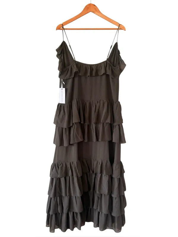 TORN BY RONNY KOBO Orcadia Tiered Ruffle Maxi Dress Dark Gray Size M NEW - Image 7