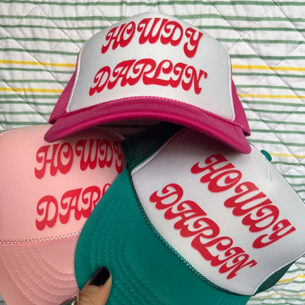 Howdy Darlin Trucker Hat Pink - Image 4