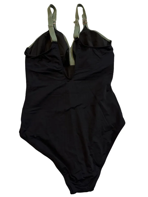Olive & Black Twist-Front One-Piece Swimsuit - Image 3