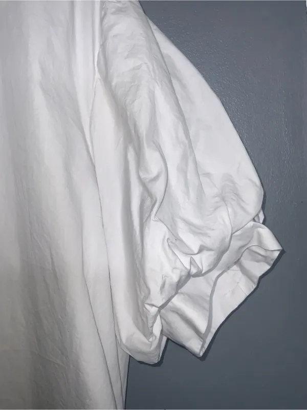 GeeGee White Cotton Button-Front Puff Sleeve Tunic Large - Image 4