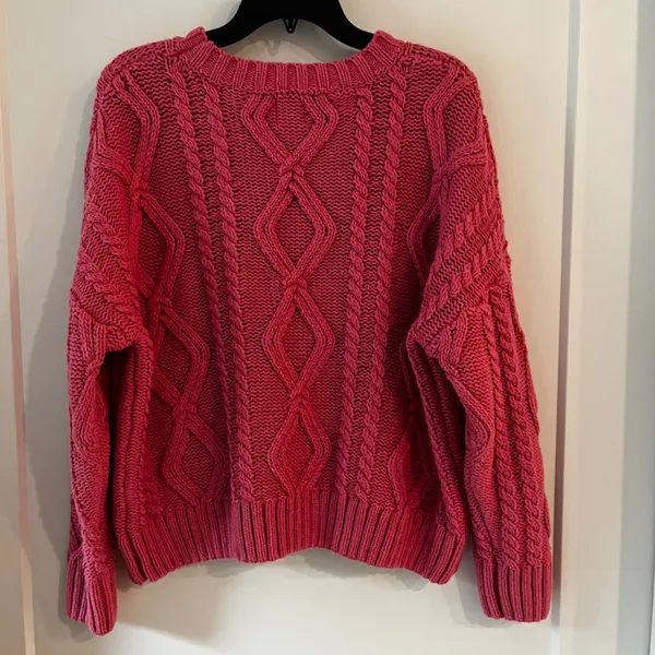 Princess Polly Anaya Oversized Pink Cable Knit Sweater M/L - Image 6