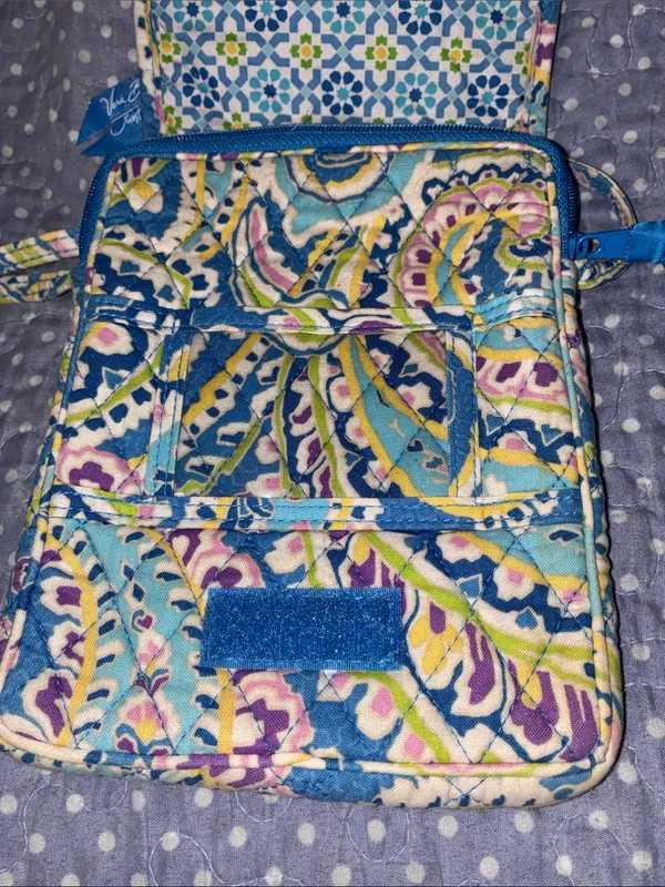 Vera Bradley Capri Blue Paisley Quilted Crossbody Bag Purse Blue, Green, Purple - Image 5