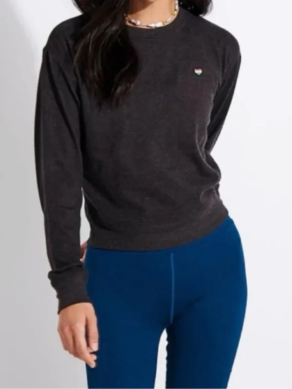 Spiritual Gangster Amour Savasana Pullover Sweater Dark Grey and Rainbow Size S - Image 3
