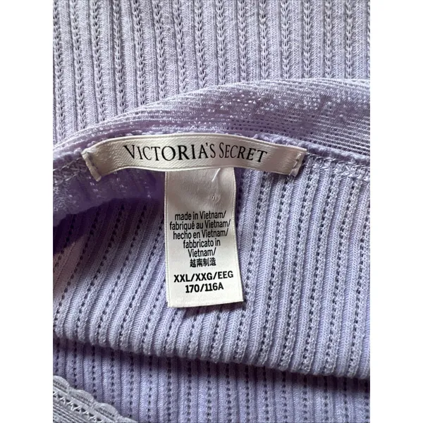 Victoria's Secret Lavender Rib Lace Trim Cami Top Coquette Lounge Sleep - Image 5