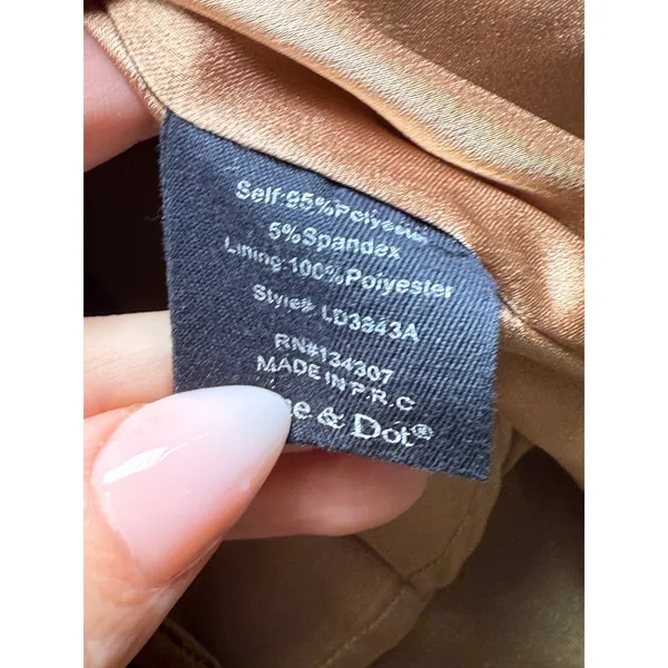Line Dot Brown Velvet Ruffle Midi‎ Dress Winter Feminine Cocktail Holiday S - Image 11