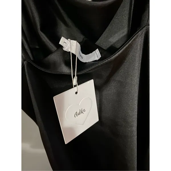 Adika Willow Satin Black Ruched Dress Size Large - Image 8