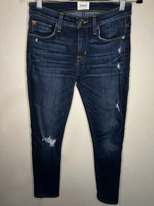 Hudson Natalie Mid Rise‎ Super Skinny Distressed Jeans - Image 3