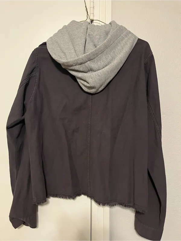 Free People Women’s Weekend Wonderer Gray Hoodie Jacket Size S Oversized - Image 3