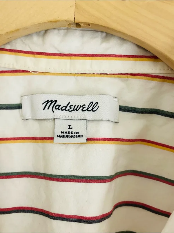 Madewell Central Shirt Oversized Button Front Top Multicolor Sadie Striped L - Image 11