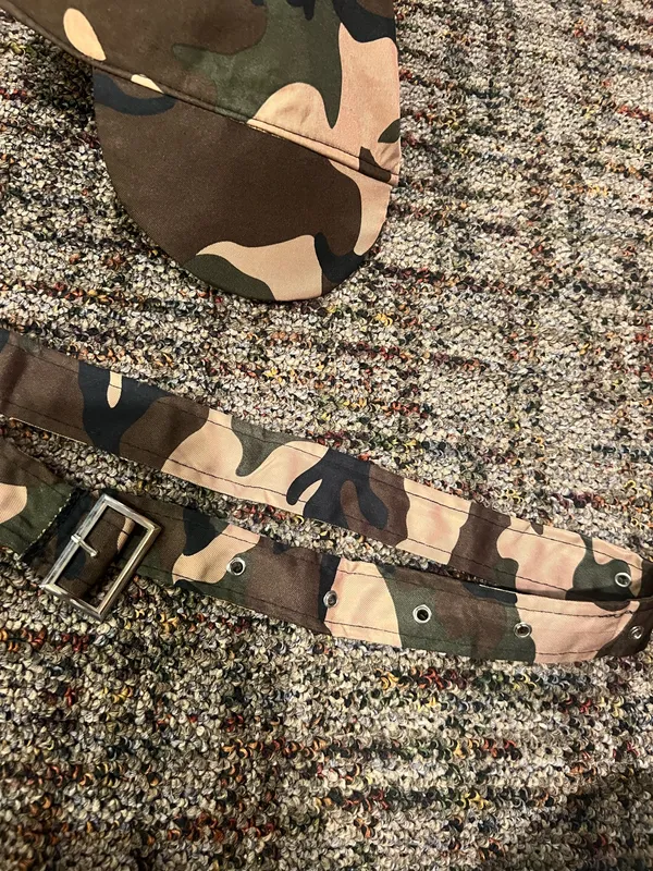 Costume Culture Camouflage Military Surplus Hat and Belt Set Militaria Theme - Image 2