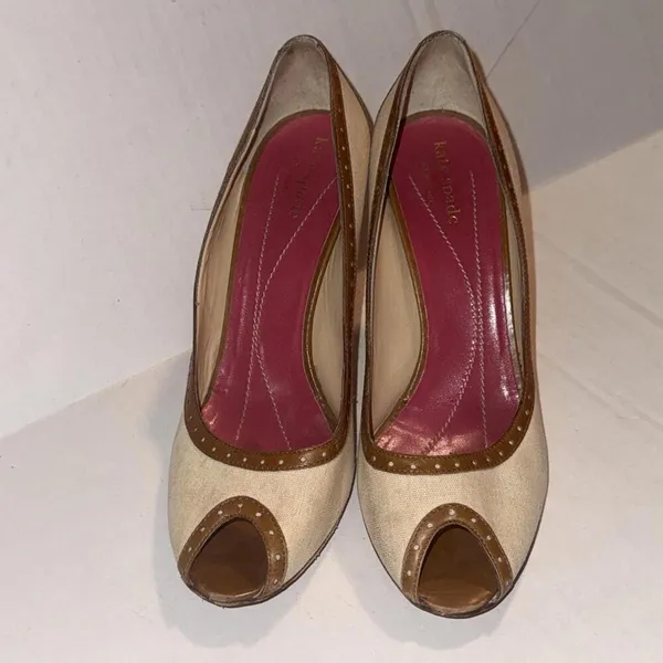Kate Spade Preppy Peep Toe Old Money Luxury Designer Classic Pumps‎ Size 7.5M - Image 14