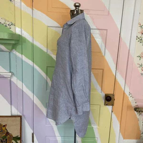 Harshman Collette Tuckernuck Stripe Tunic Shirt Dress 100% Linen Sz XS 🧡🎀 - Image 6