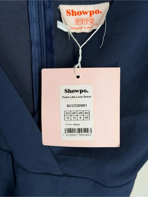 NEW Showpo Feels Like Love Dress Navy Ruffle Mini‎ Cocktail Wedding Guest Party - Image 3