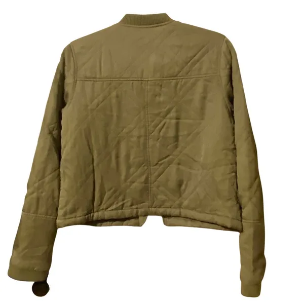 Lily & Lottie Olive Green Quilted Bomber Jacket Coat - Image 4