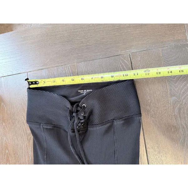 Year of‎ Ours Ribbed Lace Up Football Leggings Womens Black S - Image 5