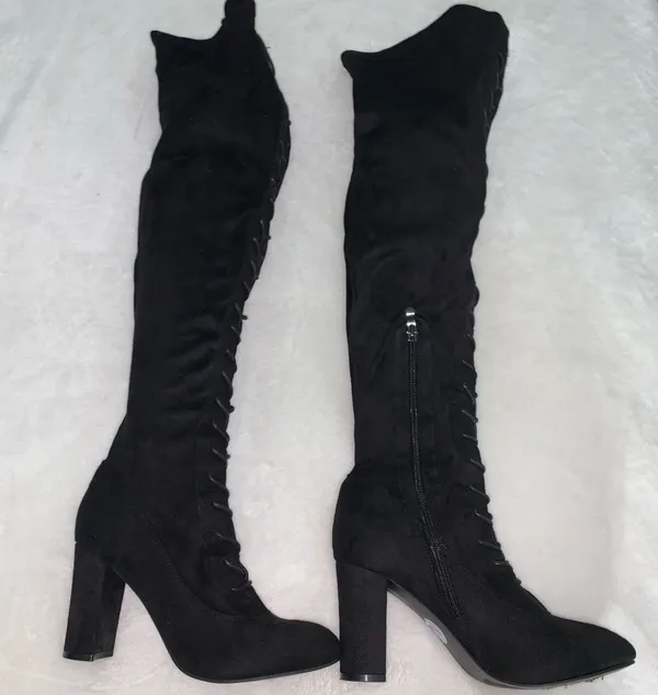 Rampage Womens Knee Hi Boots Black Over Knee Adjustable Strap size 9 - Image 2