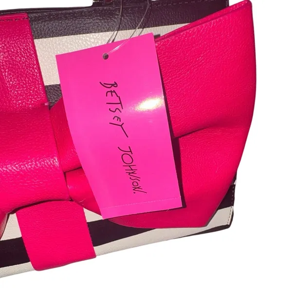 BETSEY JOHNSON Curtsy Stripe Structured Satchel BM19315 New with Tag MSRP $118 - Image 15