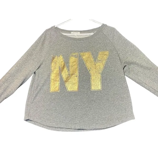 Aeropostale Womens Size XL NY Crewneck Sweatshirt‎ Grey Distressed Graphic Y2K - Image 2