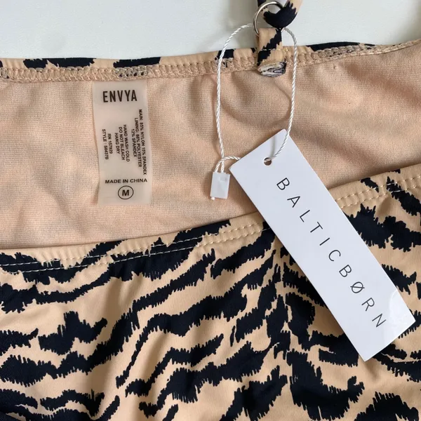 Baltic Born Cyprus One Piece‎ Swimsuit Animal Stripe Tan Black Cutout S0437B M - Image 7