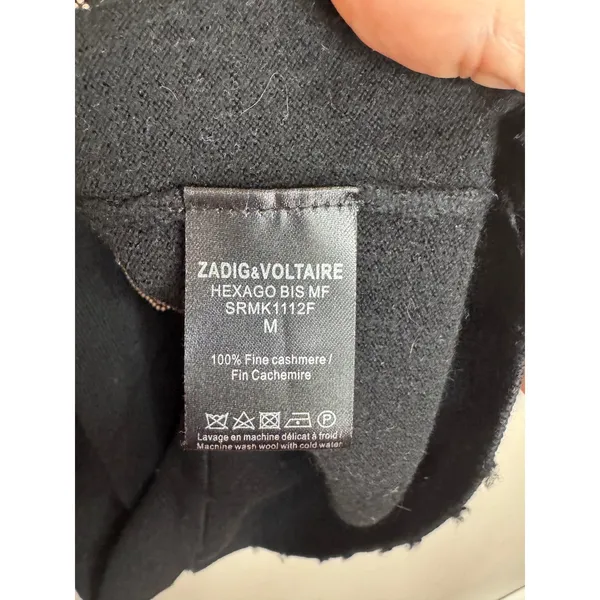 Zadig & Voltaire Miss Bis Embellished Cashmere Sweater Black sz M - Image 5
