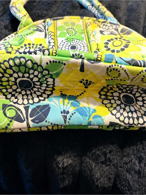 Vera Bradley Quilted Floral Dome Tote Bag in Yellow, Blue & Green - Image 5