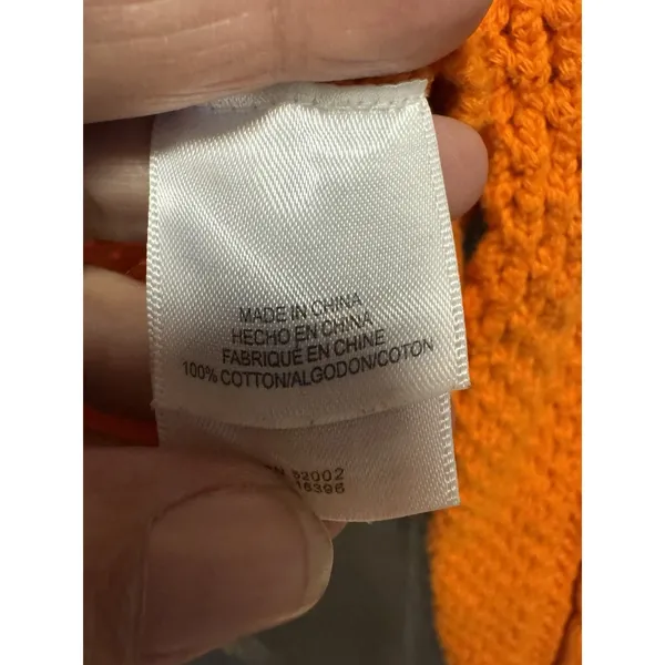 Vintage Liz Claiborne Vibrant Orange Cable Knit Button Front 90s Y2K SZ M Retro - Image 6