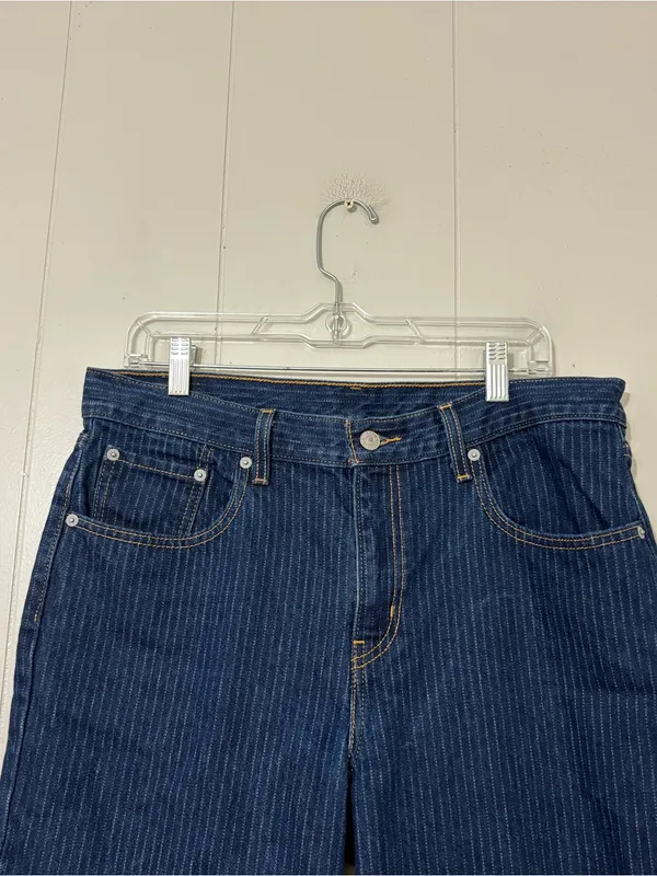 Levi’s Low Pro Pinstripe Jeans Dark Wash Straight Leg Low Rise Size 31 - Image 3