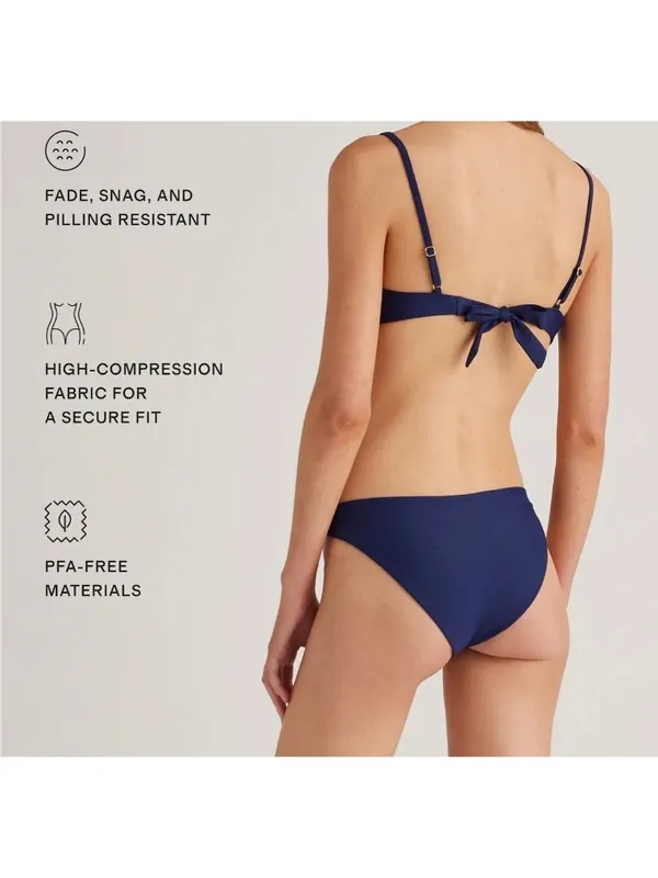 NWT Quince Italian Low-Rise Bikini Bottom in Deep Navy - Size: Medium - Image 6