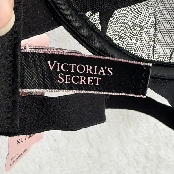 Victorias Secret Very Sexy‎ Black Butterfly Mesh Strappy Low Cut Demi Bra XL NEW - Image 5